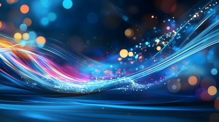 Abstract Blue and Orange Background with Bokeh Lights.