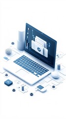 Laptop displaying a content management system (CMS) interface, website backend design, seamless content creation.