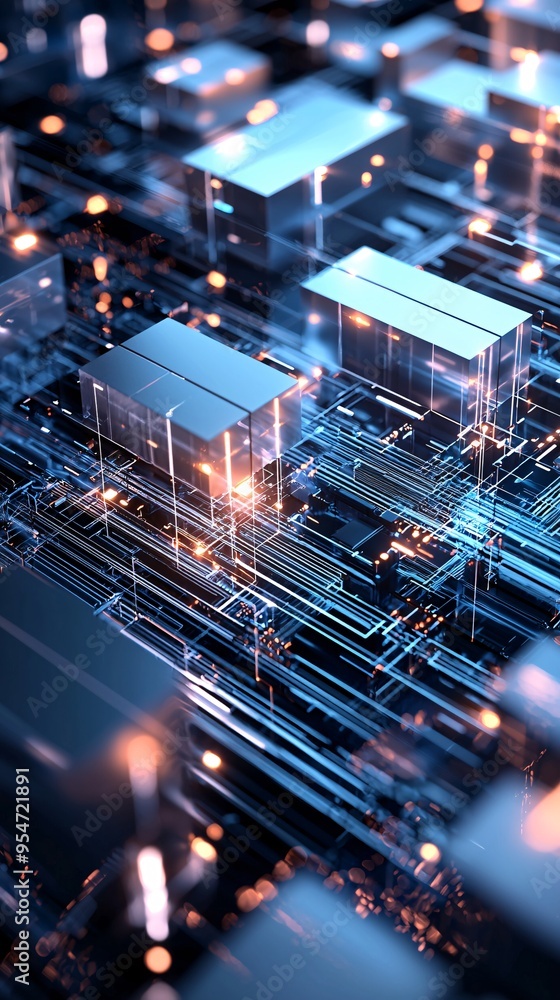 Poster abstract 3d grid representing a website s architecture, backend development visualization, digital i