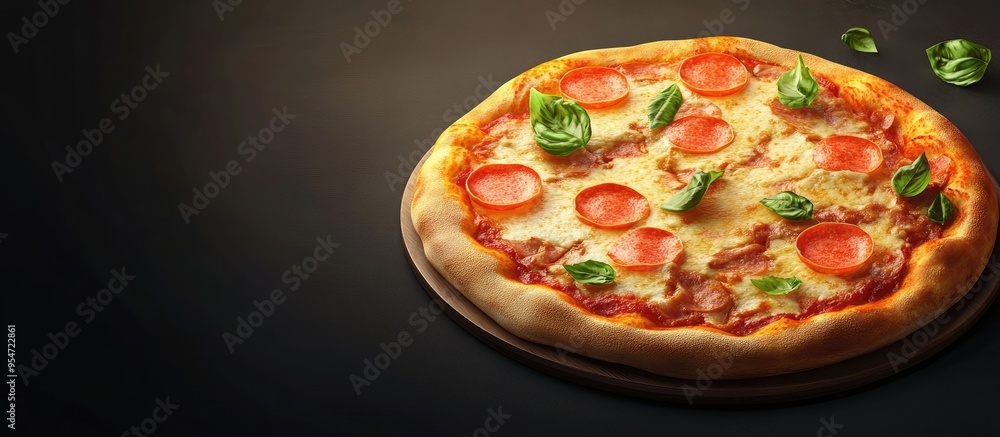 Poster tasty italian pizza. with copy space image. place for adding text or design