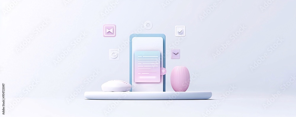 Poster minimalist ui design with flat icons and soft gradients, website interface concept, digital platform