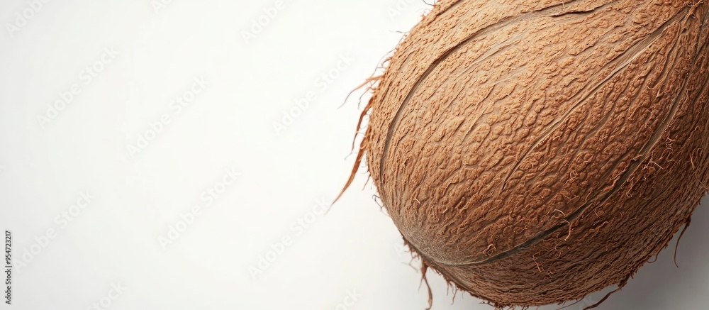 Leinwandbilder close up of a coconut on a white background with copy space for your text