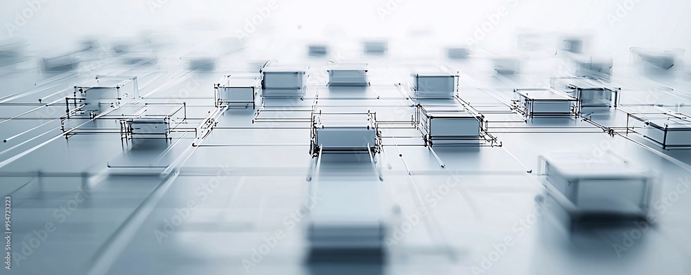 Poster abstract 3d wireframe structure of a website layout, futuristic web development visualization, digit