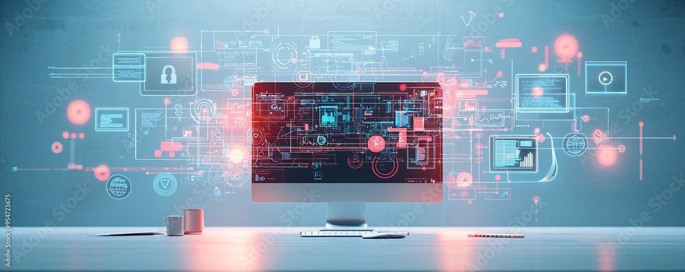 Poster animated svg icons being created on a digital canvas, web animation design, dynamic web content.