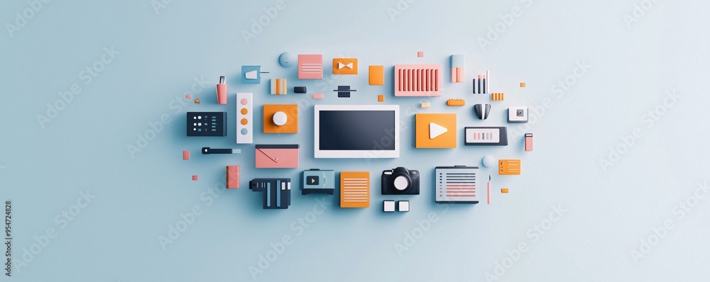 Poster modern website layout with parallax scrolling effect, trendy web design feature, immersive user expe