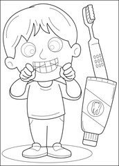 floss personal hygiene coloring book page