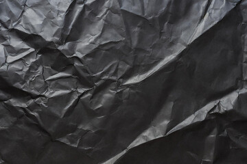 Wrinkled Dark Paper Background, Black Crumpled Paper Surface, Dark Crumpled Paper Texture for Background, Crumpled Black Paper Texture