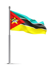 Flag of Mozambique isolated on white background. 3d-rendering