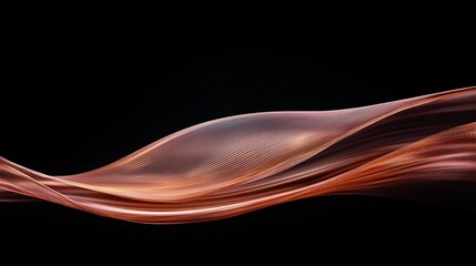 Elegant abstract wave design with soft copper tones flowing on a dark background.