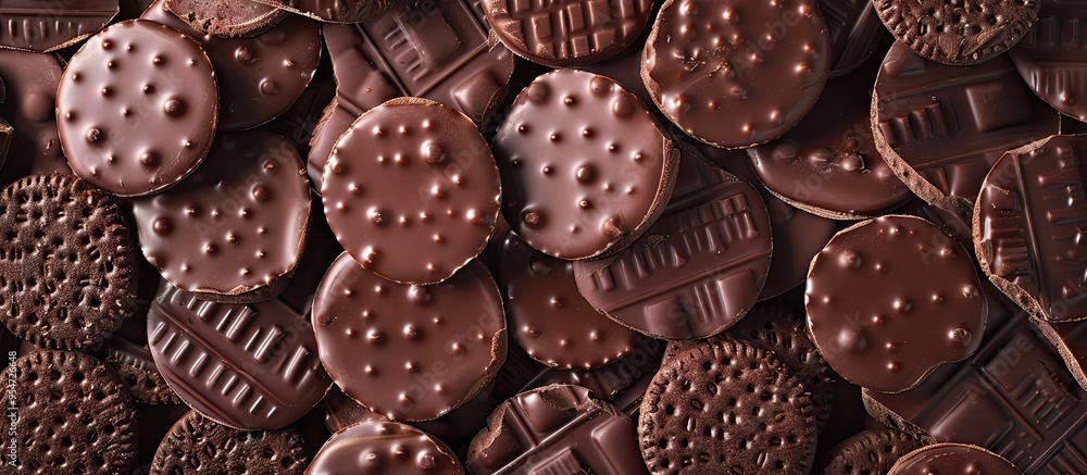 Aufkleber Chocolate wafers arranged on a white background with copyspace