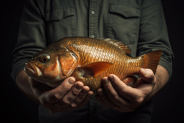 Obraz premium Created with generative ai photo of young person on fishing vacation