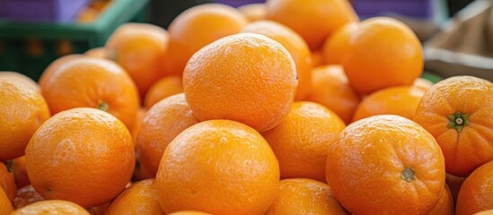Frozen fruit Japanese Mikan oranges. with copy space image. Place for adding text or design