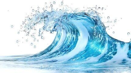 Fototapeta premium Blue Water Wave Splash Isolated on White