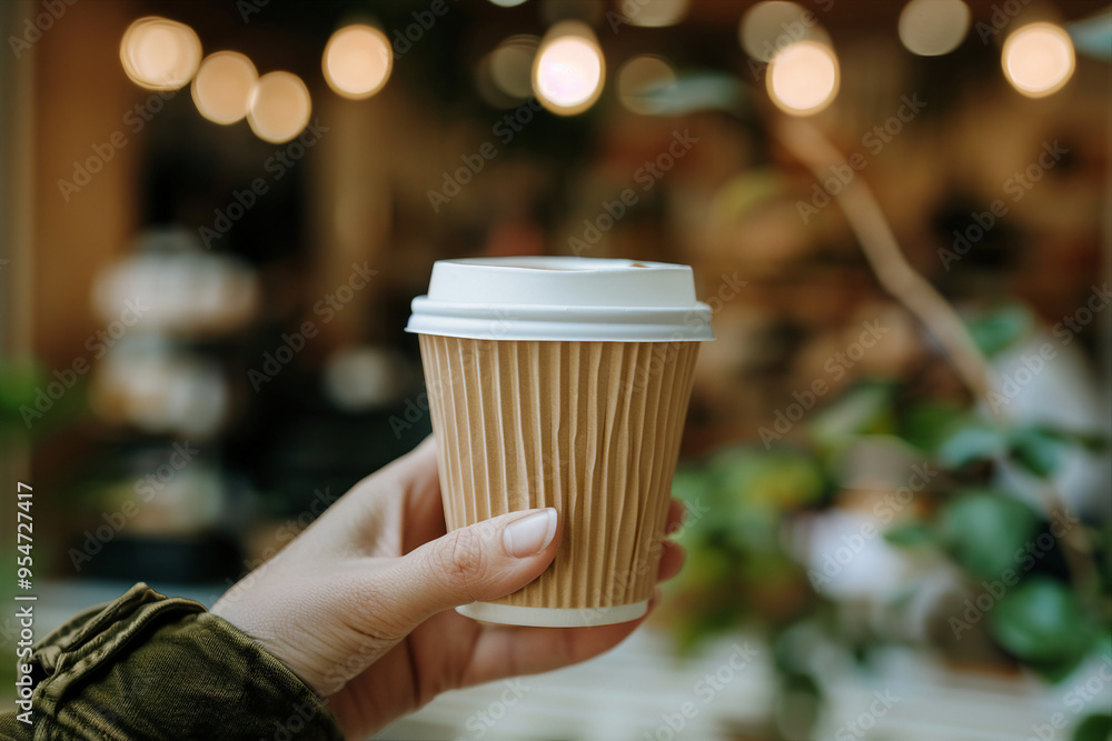 Wall mural ai generated image of person hold tasty coffee