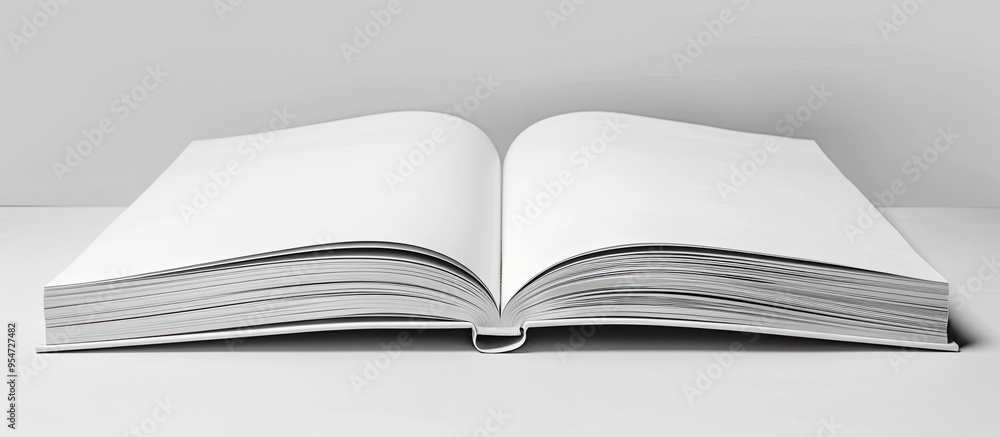 Leinwandbilder a binder book is white and has no writing on it placed against a brown background. with copy space i
