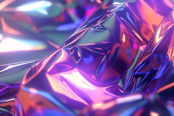 A mesmerizing closeup of abstract iridescent waves of silk fabric, glowing in shades of pink