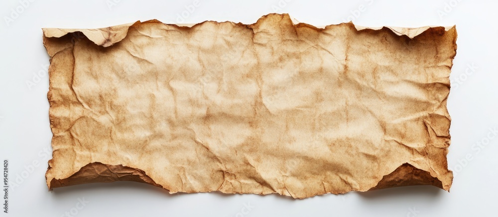 Poster top view of aged paper on a white background with clipping path. with copy space image. Place for adding text or design