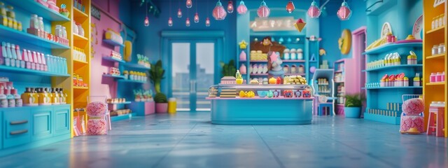 Bright and colorful candy shop with vibrant decor © Juan