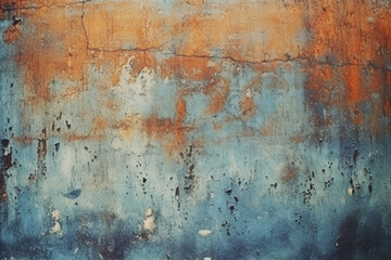 Fototapeta premium Tonal painted concrete wall with light red and dark blue backdrop