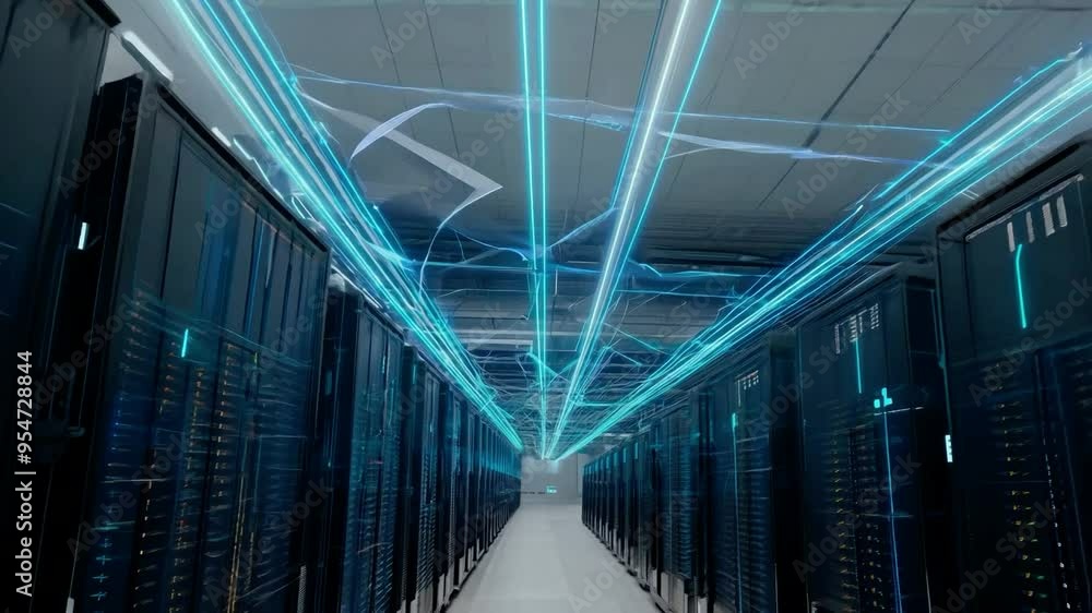 Poster exploring advanced server technology and infrastructure design in a modern data center