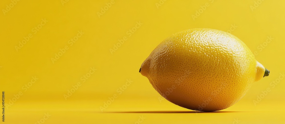Poster lemon set against a bright yellow background. with copy space image. place for adding text or design