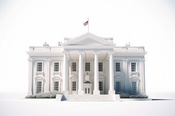 Obraz premium A new york city White architectural structure with columns and stairs, showcasing classic design and symmetry, perfect for historical or governmental themes