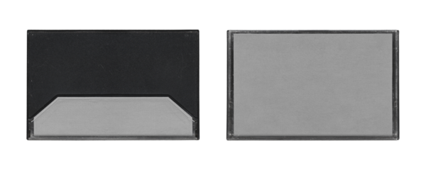 Isolated, cassette tape case mockup, back and front sides, clear place for music cover, y2k retro style