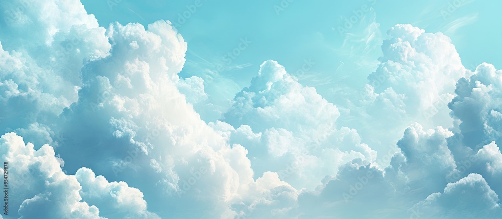Poster blue sky abstract panoramic backdrop clouds nature concept with copyspace texture and pattern wallpa