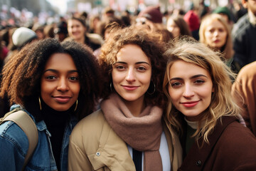 Fototapeta premium International woman day parade celebration holiday, female equality rights conceptual photo illustration, Generative IA
