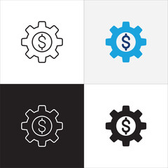 Icon related to business. Contains icons of finance, gear, setting, setup, option. vector graphic resource for illustration and user interface in thin line flat design.