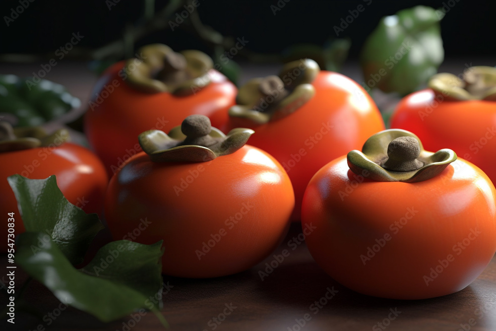 Wall mural Delicious fresh tomatoes fruits with black and blur background, realistic, photorealistic,