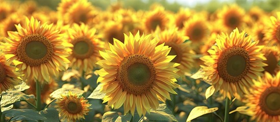 sunflowers in a field of sunflowers. with copy space image. Place for adding text or design