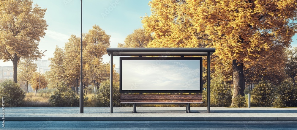 Poster Billboard advertisement at a bus stop Mockup. with copy space image. Place for adding text or design