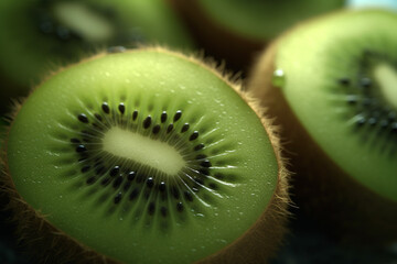 Isolated kiwi cut on the white surface, generative