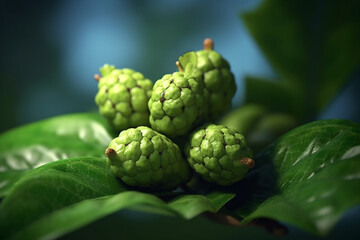 Fototapeta premium bergamot fruit or Kaffir lime hanging on treebergamot fruit or Kaffir lime hanging on tree