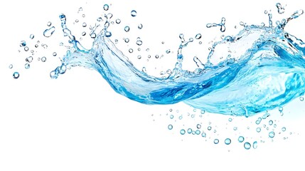 Obraz premium Splashing Water Drops Blue Liquid Isolated White Background