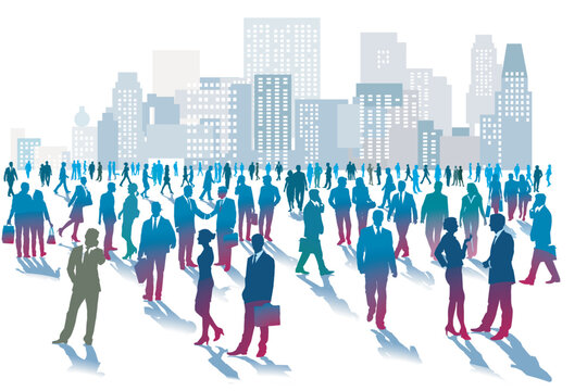 Eine gro&szlig;e Gruppe von Menschen zusammen in der Stadt. Illustration...eps