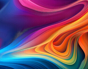 Fototapeta premium Abstract Wavy Layers of Colorful Gradients, Digital Art- This digital artwork features _1(23)