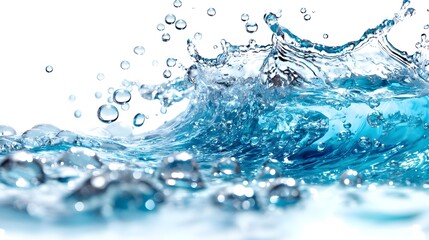 Splashing Water with Air Bubbles Closeup