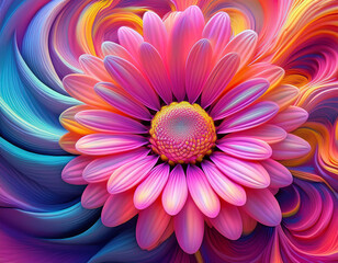 Obraz premium Closeup Illustration of a Pink Daisy Flower Detailed Artistic Floral Design and Botanical Art