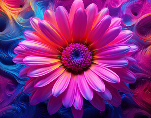 Closeup Illustration of a Pink Daisy Flower Detailed Artistic Floral Design and Botanical Art