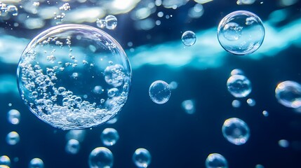 Underwater Bubbles Abstract Blue Background