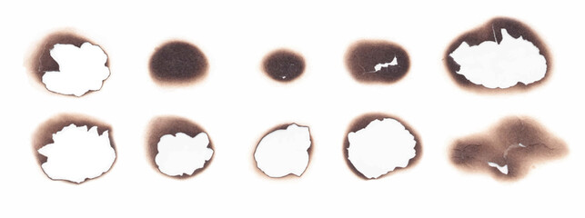 Burnt paper holes realistic vector illustration