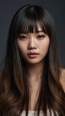 Fototapeta premium Hair Salon Female Model. Studio Portrait. Professional Hair Cut