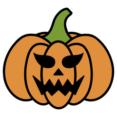 Evil Jack O Lantern Carved Pumpkin Isolated On White