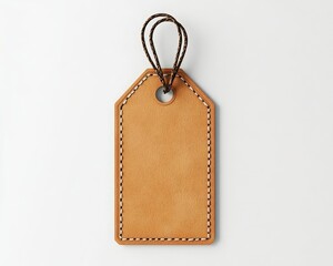 A blank leather tag with a string, perfect for labeling items, gifts, or merchandise. Ideal for branding and decoration.