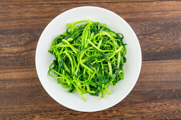 A dish of home-cooked stir-fried cabbage sprouts