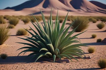 3D Imagery of Nassella Tenuissima Plant Celebrating Vibrance in a Desert Biome