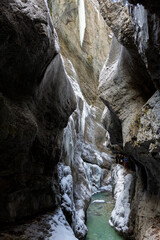 Partnachklamm or Partnach gorge in wintertime