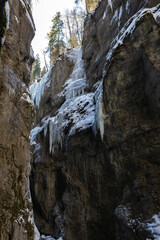 Partnachklamm or Partnach gorge in wintertime